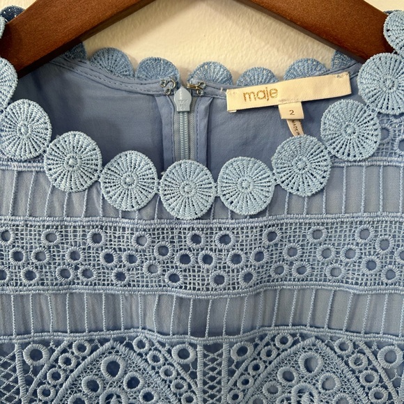 MAJE
Loseray Embroidered-lace Top In Blue Size 2 - Picture 15 of 16